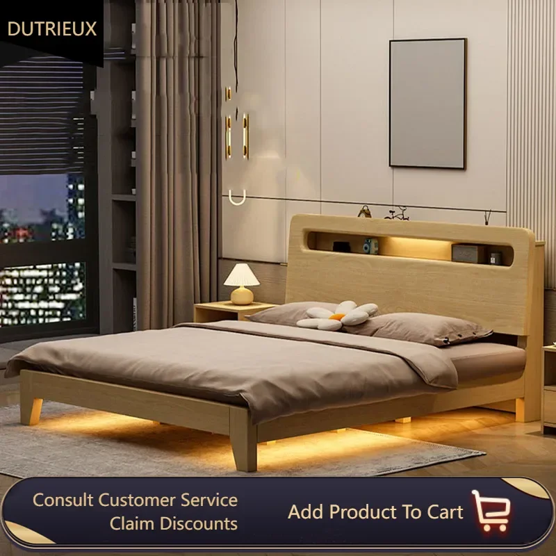 

Master Household Frame Double Bed Solid Wood Single Design Sleeping Double Bed Headboards Human Camas De Dormitorio Furniture