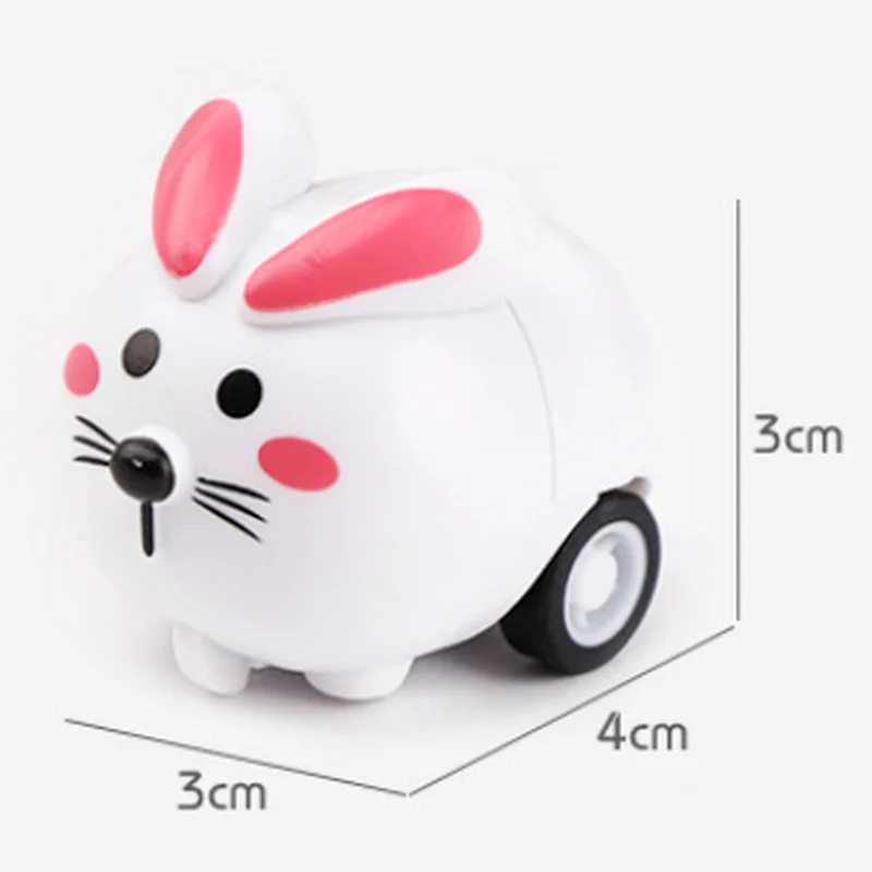 1pc Children Mini Pull Back Car Toy Cartoon Animal Inertia Car Crash Resistant Kids Educational Toy Parent-Child Interactive Toy