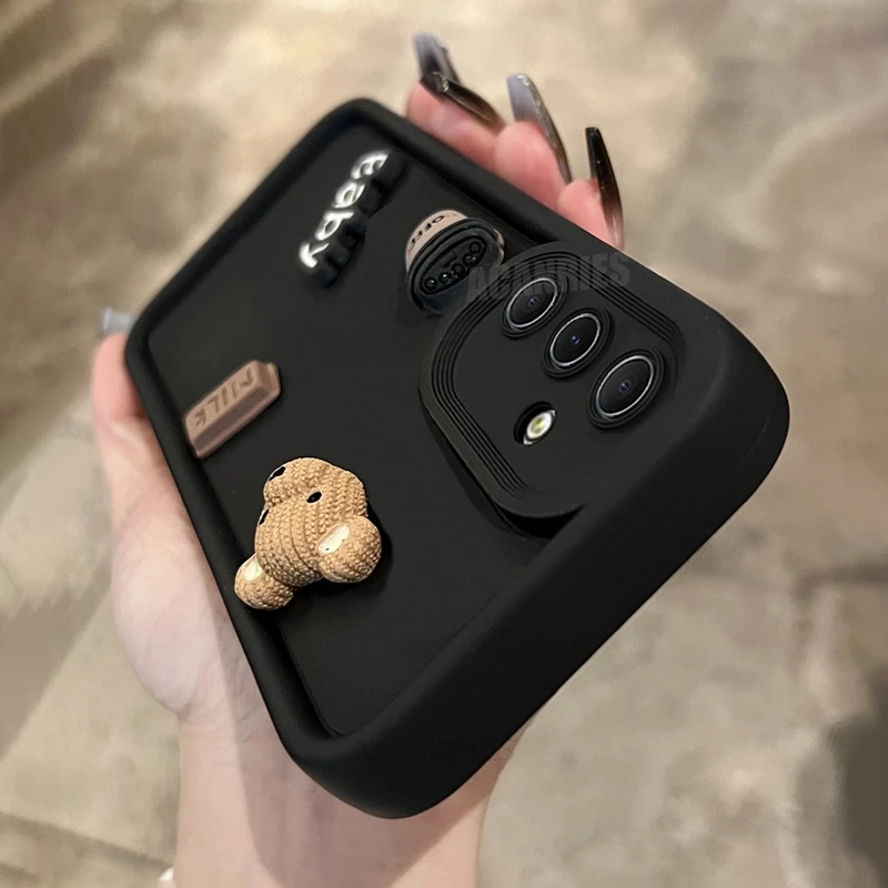 A 16 26 36 56 Cute 3D Bear Coffee Cartoon Silicone Case For Samsung Galaxy A16 A26 A36 A56 A06 Soft 