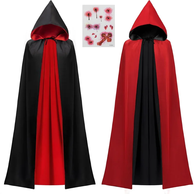 

❤️❤️❤️JOYIN Halloween Vampire Cape with Hood Accessory Set, Vampire with Hood Costume, Reversible Hooded Cape Cloak and Ta❤️⭐️❤️