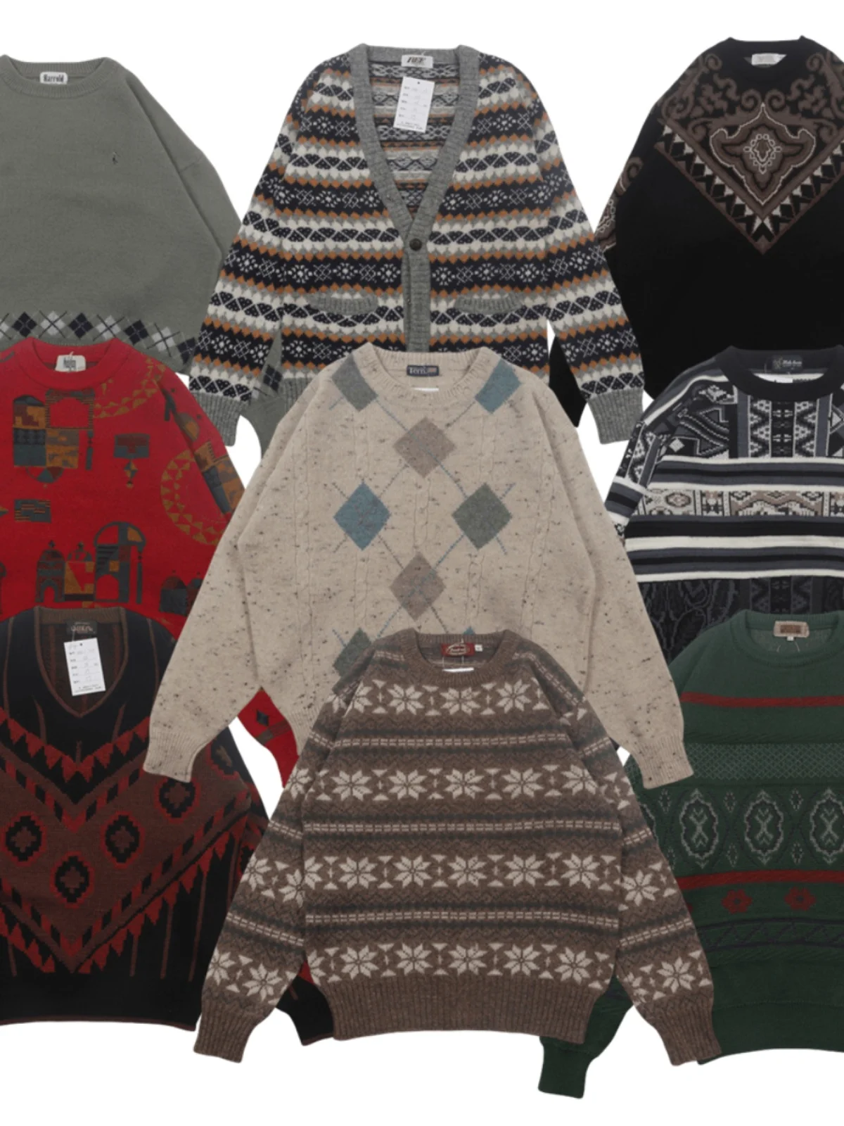 

Винтажный осенне-зимний уникальный шерстяной мужской свободный свитер в стиле ретро, жирная цветная система ex Long Sve round Ne Трикотаж