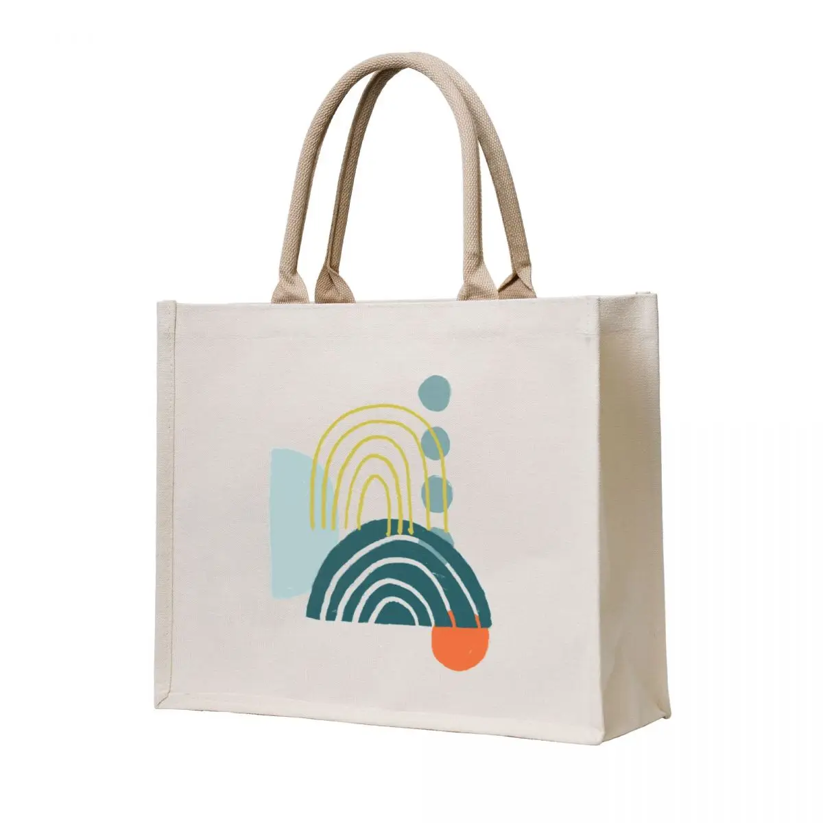 

Abstract Rainbow on Blue Tote Bag shopping bag shopper bag women custom tote