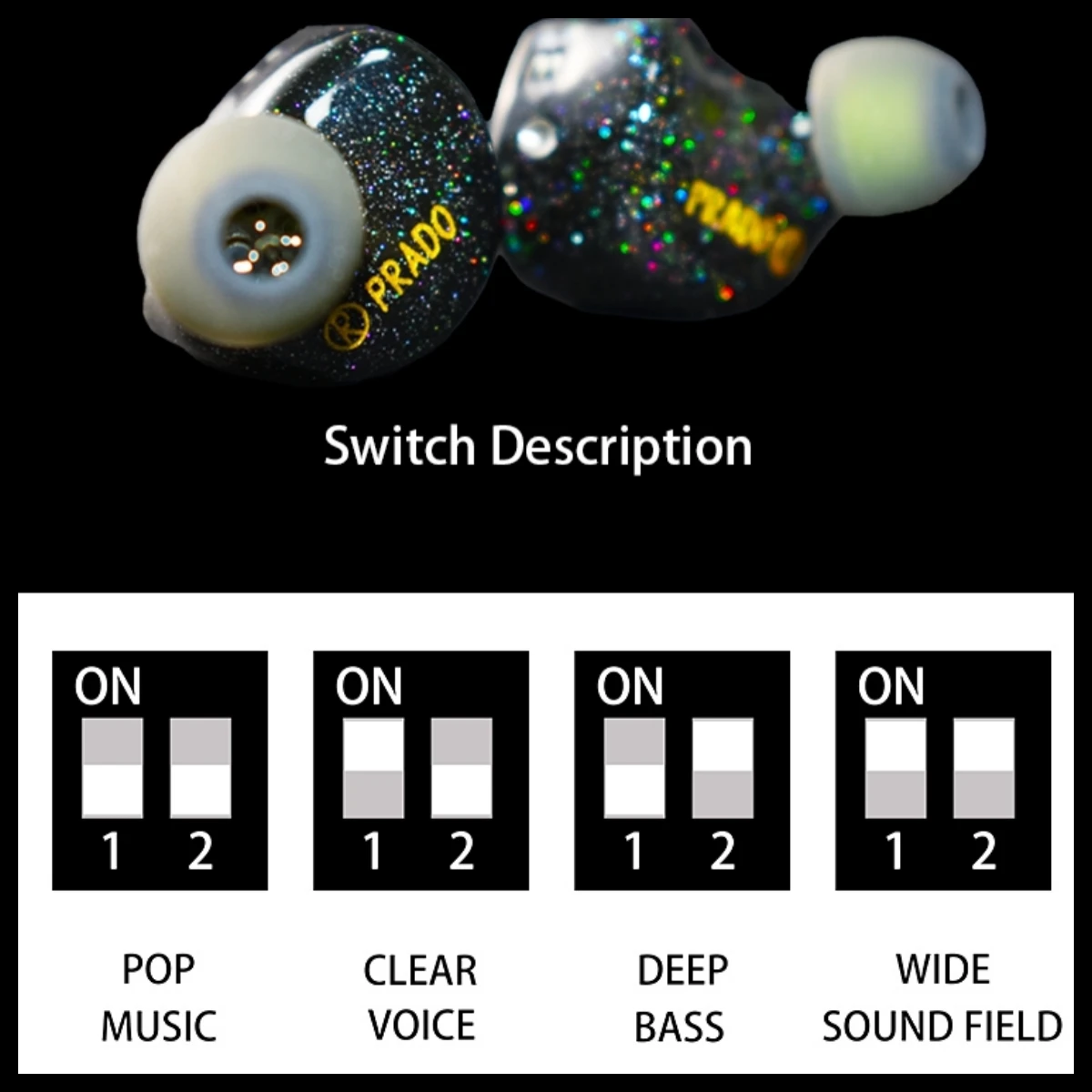 Sound Rhyme PRADO Flagship 4 EST + 12 Balanced Armature Hybrid 2Pin 0.78mm HiFi Audiophile Earphone IEMs with Switches