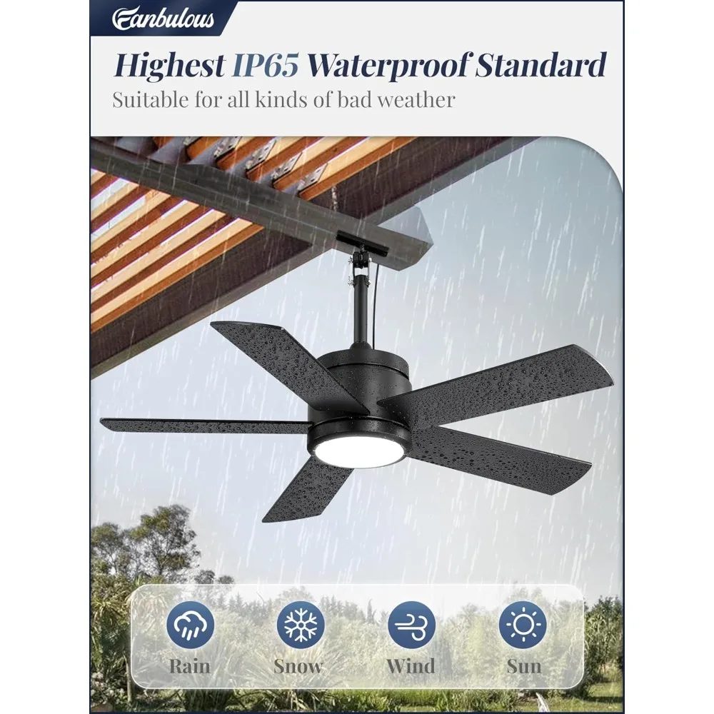 42 In Waterproof Outdoor Ceiling Fan with Light and Remote IP65 Plug in Wet Rated Outdoor Ceiling Fans