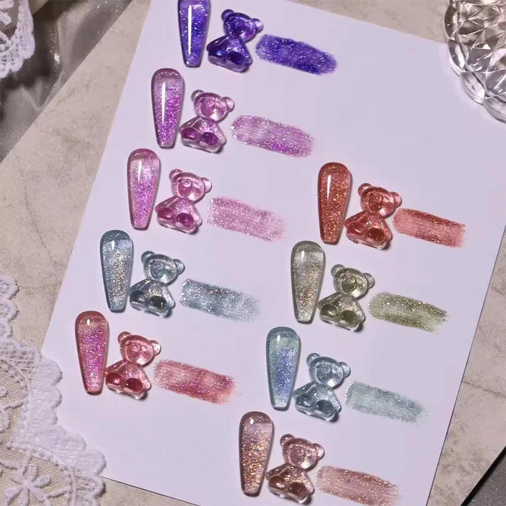 Vendeeni 9 Farben/Set Glitzer-Broken-Diamond-Gel-Nagellack, UV-LED-Gel-Lack mit reflektierendem Effekt und Display – Detail 13