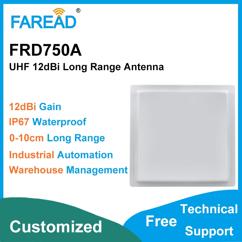 

FRD750A 12dbi UHF RFID antenna long range distance 40*40cm R700 compatible passive reader polarization