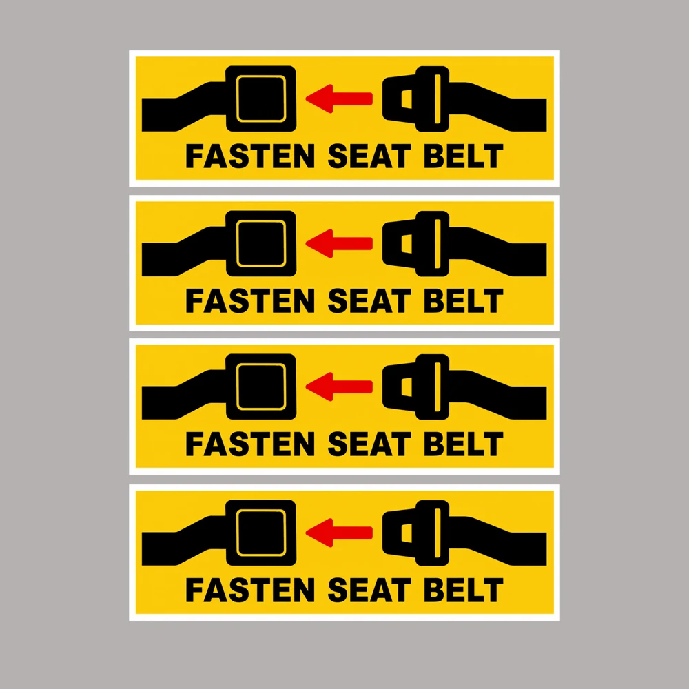 4pcs 3inch Warning Label Fasten Seat Belt Sign Sticker Decal