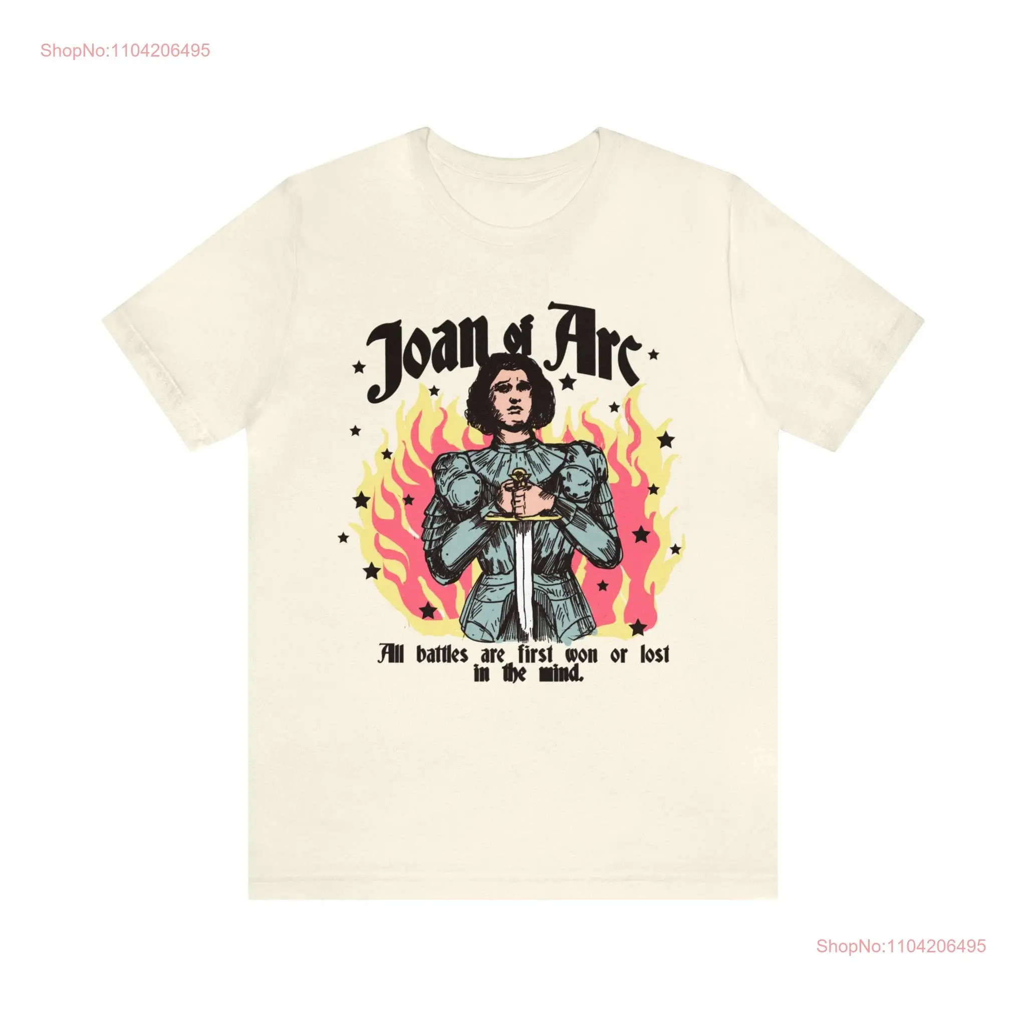 Joan of Arc gothic medival shirt Vintage illustrated grunge 90s tee Rock punk 80s retro Girl power metal