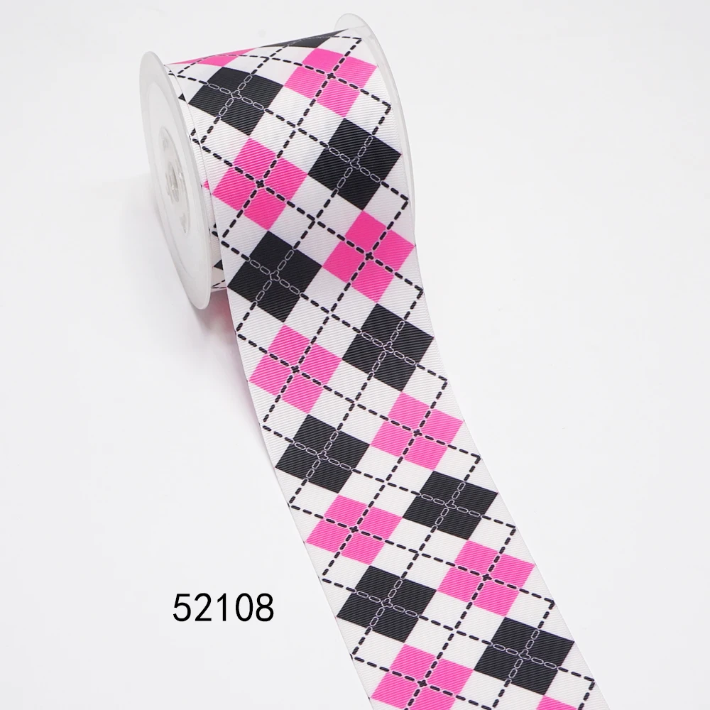 DIY Cartoon Grid Printed Grosgrain Ribbon For Craft Supplies Sewing Accessories 5 Yards. 50041