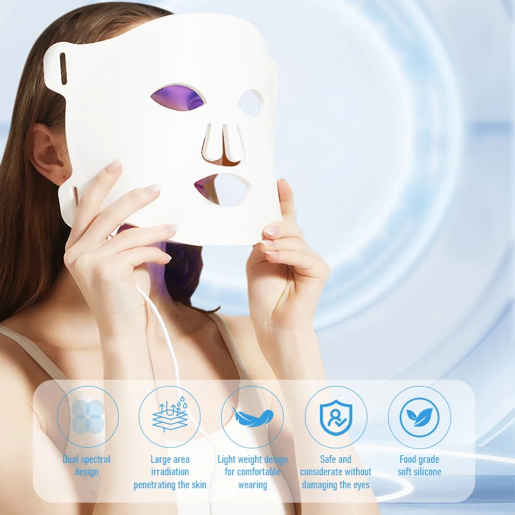 Professional 4-in-1 LED Facial Care Device - Red Blue Yellow Infrared Light Handheld Tool for Acne Relief & Skin Whitening