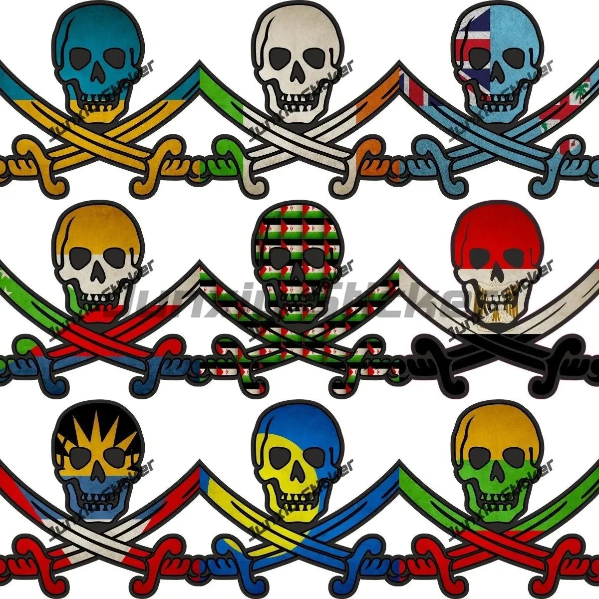 

National Flag Pirate Jack Rackham Decals W205 Decals Front Bumper Vent Insert Decals Stickers for Car Decoration Accessories