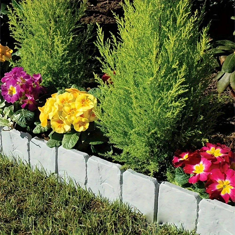 5 قطعة سياج بلاستيكي للحديقة متفوقا حاجز تقليد الحجر البلاستيك سياج لوحات Flowerbed فناء ساحة الحديقة في الهواء الطلق المشهد الحدود