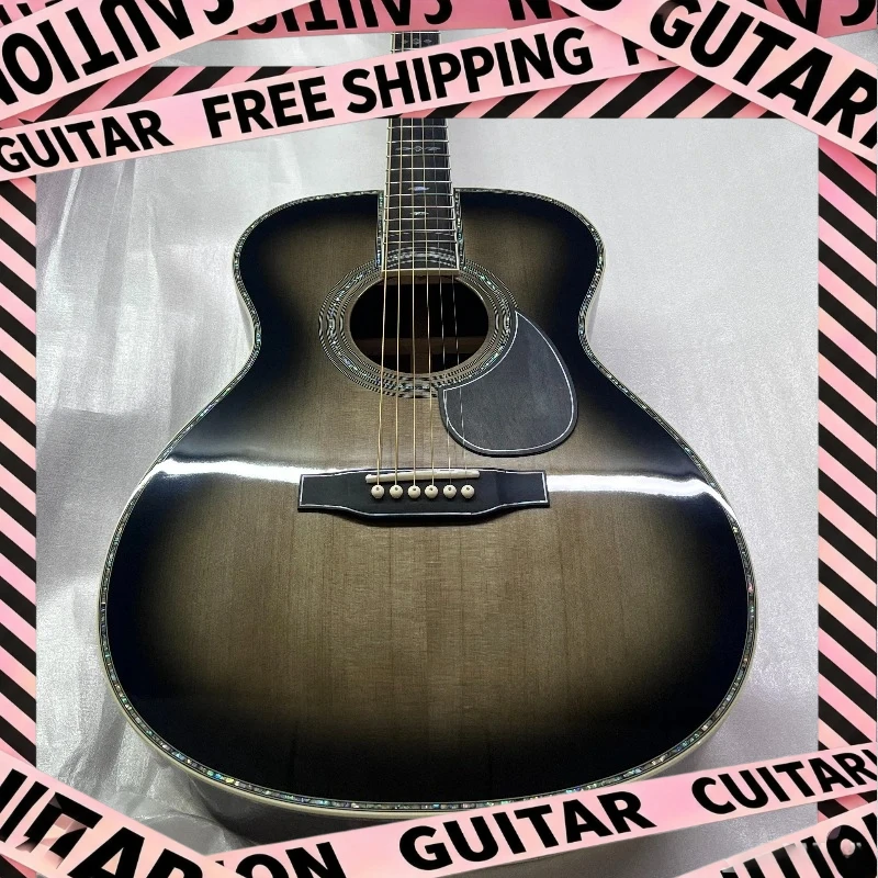 OM45 Serie Akustikgitarre mit Rotem Zedernholz-Korpus, Massiver Decke, Vollständig mit Abalone-Muschel Eingelegt, Professionelle Ausführung, Kostenloser Versand