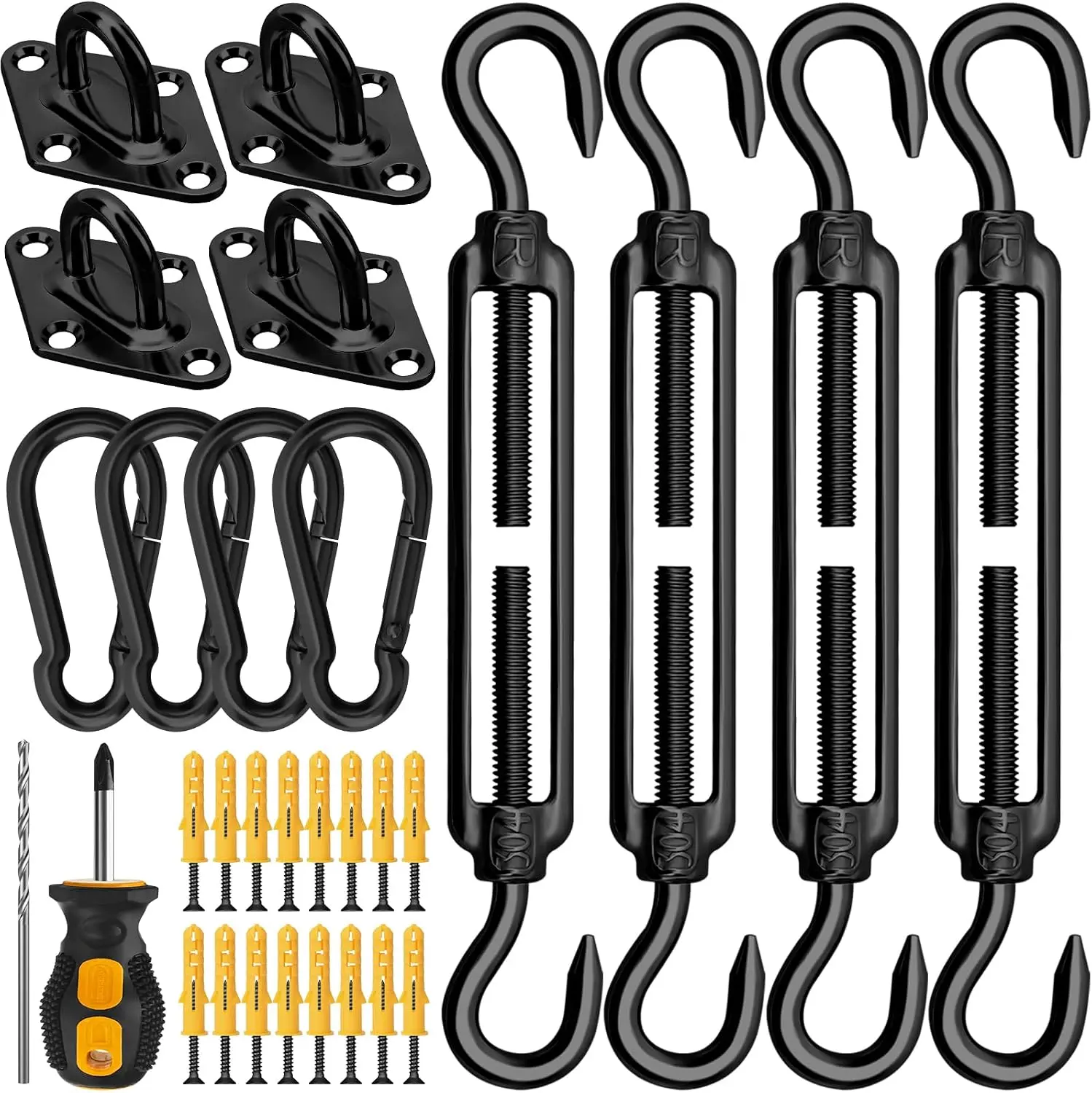 KAIWEI Shade Sail Hardware Kit, 304 Stainless Steel   for Outdoor Patio Garden Backyard deck railing hard stainless steel wire