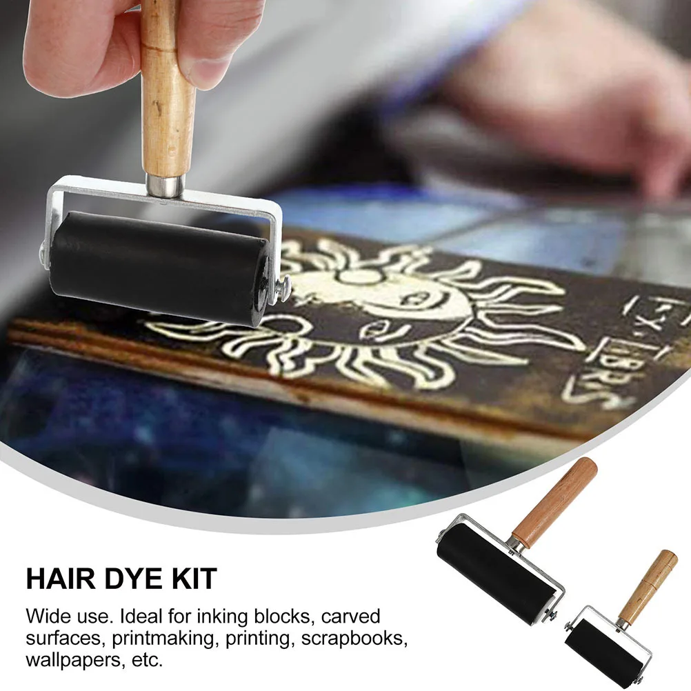 

2 pcs Rubber Roller For Painting Wooden Handle Nonslip Grip Drawing Roller Tools Printmaking Scrapbooks Wallpapers Craft