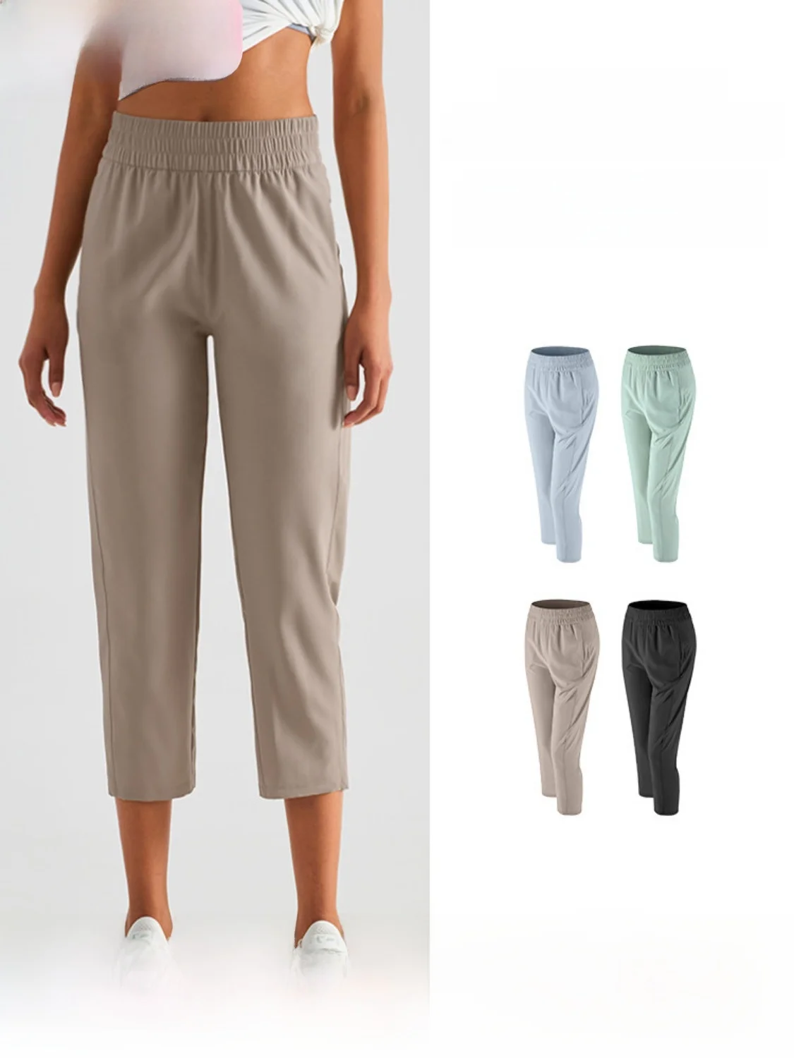 Loose Women's Yoga Training Pants Quick Dry Breathable Straight Leg Slimming Fitness Capris Casual Small Size Sportswear