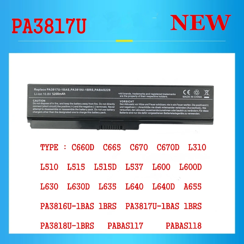

Laptop Battery for Toshiba Satellite C660D C665 C670 C670D L310 L510 L515 L515D L537 L600 L600D L630 L630D L635 L640 L640D