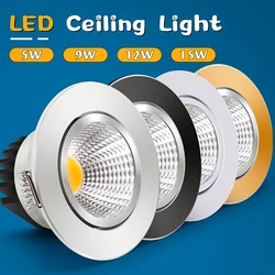 Led Downlight Dimmable Spot Lamp 15W 12W 7W Down lights Led Recessed Ceiling Downlight Lamp COB Spot Lighting Fixture