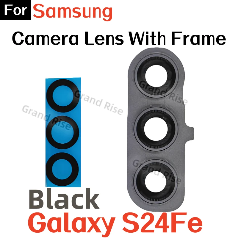 Lente de vidro da câmera traseira para samsung galaxy s24fe s24ultra lente de vidro da câmera traseira com quadro com adesivo adesivo substituição par