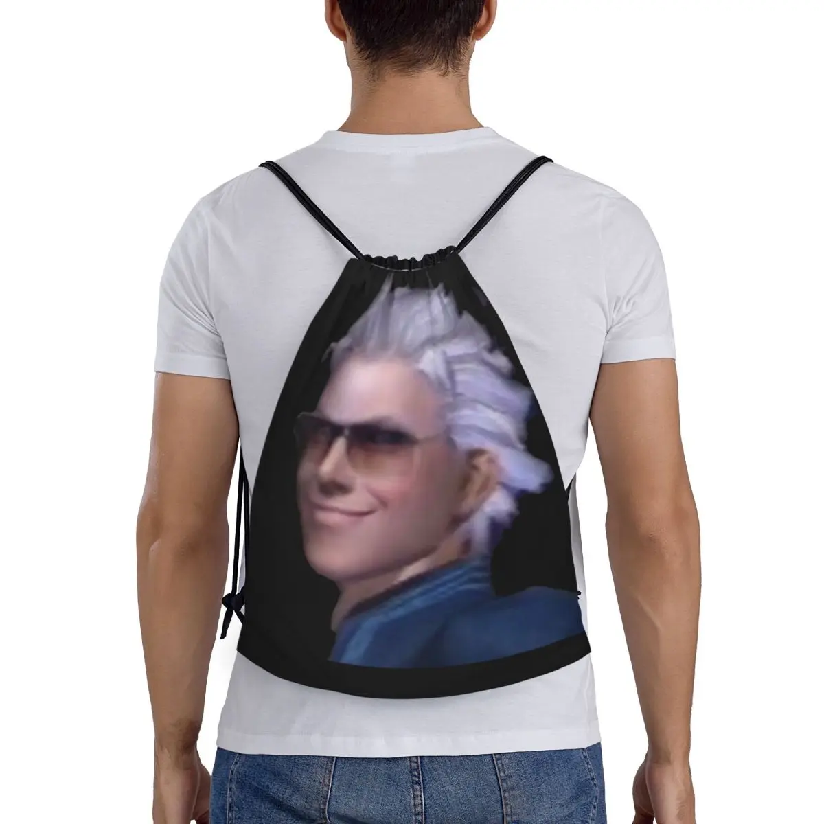 Vergil From The Devil May Cry Series Backpacks Portable Drawstring Bundle Pocket Sundries Bag Book Bags for Man Woman School