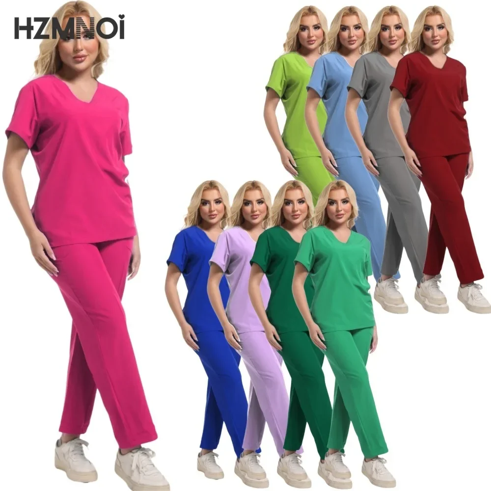 NEW Pet Hospital Work Clothes Scrub Set Beauty Salon Uniforms Pockets Health Services Suit Comfortable Medical Surgical Uniforms