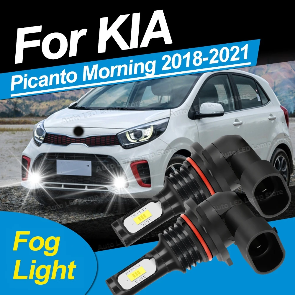 For KIA Picanto Morning 2018 2019 2020 2021 Front LED Fog Lights Bulbs 80W Super Bright Auto Fog Lamp 12V 20000LM Ultra Bright