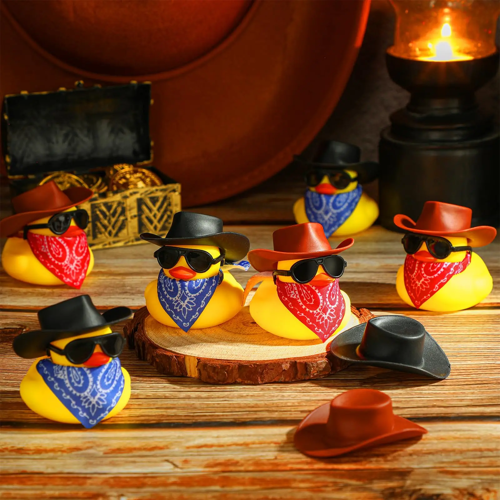 6/12/24/48 Set Cowboy Badeend Mini Gele Duckies Party Speelgoed Kleine Eenden Speelgoed voor Zomer Verjaardag Zwemmen Party Favor