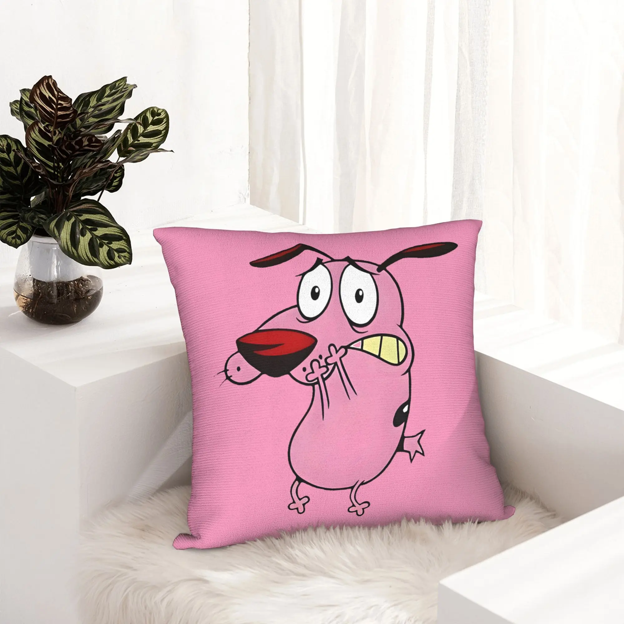 Cartoon Funny Cobarde Luxury Throw Pillow Covers Decoracion Salon Case Courage The Cowardly Dog Chair Cushion