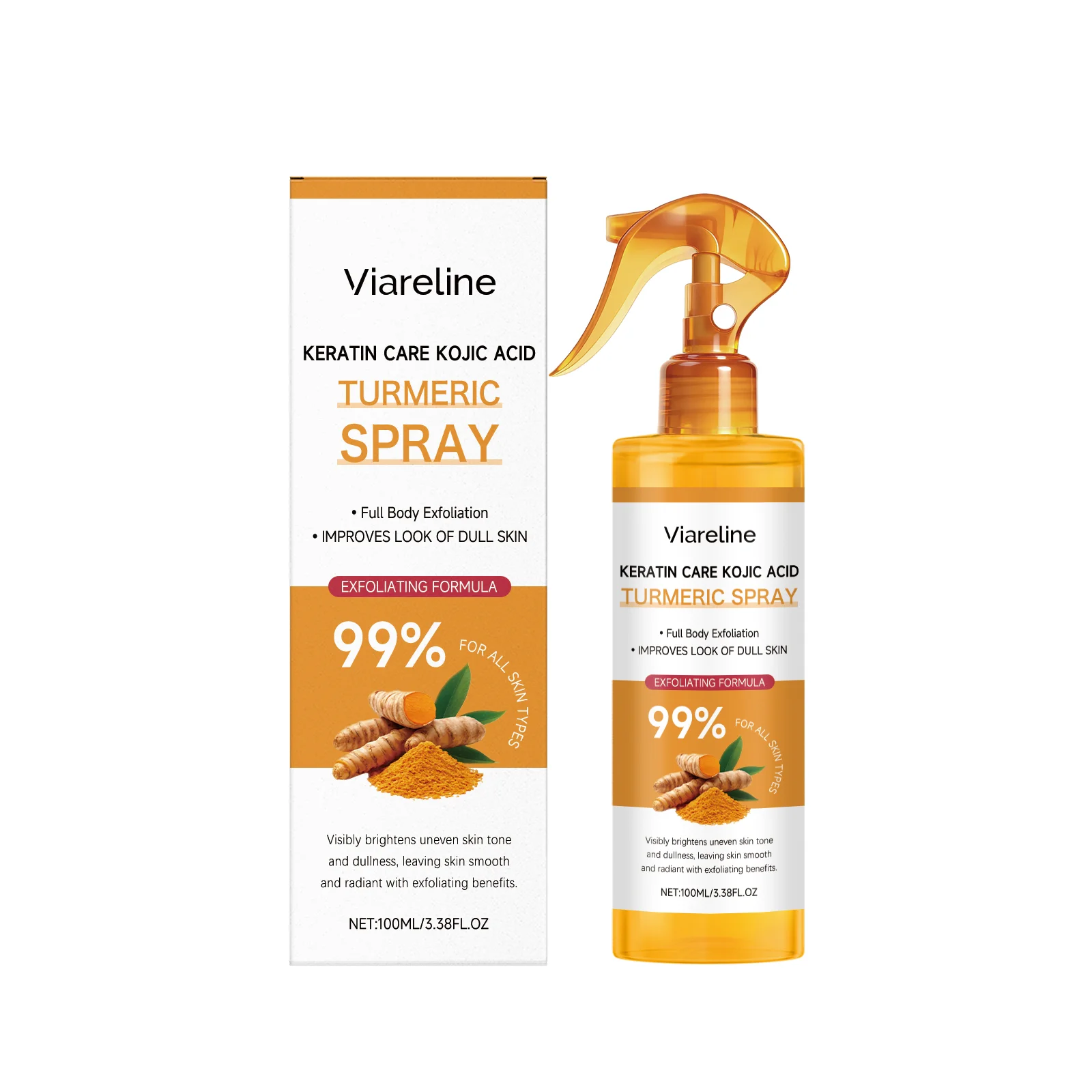Turmeric Horny Spray, Gently Cleansing Body Skin Nourishing Softening Moisturizing Spray Exfoliators