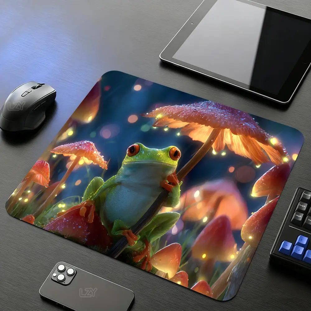 Cartoon Frog Mouse Pad Cute Green Frogs Desk Mat 18x22 Small Non-Slip Rubber Keyboard Mat for Computer Gamer Home Office Decor