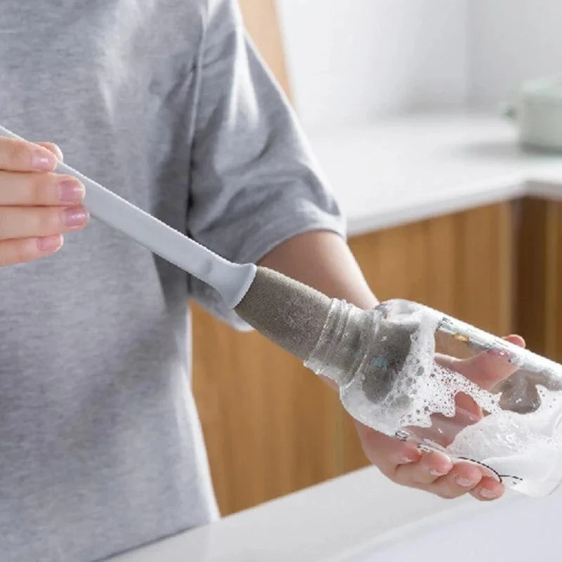 Spazzola in spugna con manico lungo forniture per la pulizia della cucina spazzola per la pulizia delle bottiglie tazze per birre strumento da cucina pulito per brocca