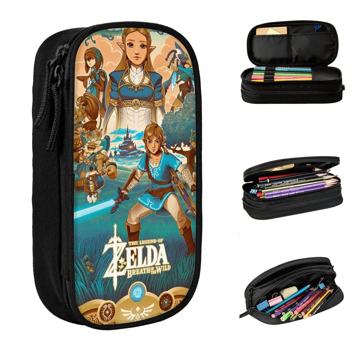 jogo zeldas legend pencil case pencil box para estudante grande capacidade pencil bags material escolar papelaria presentes 01