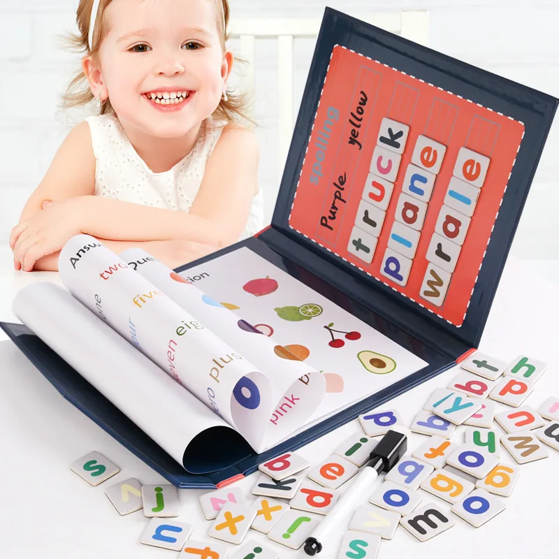 Children Magnetic Spelling Word Books Kids Montessori Game Learning Education English Writing Teaching Aids Alphabet Wooden Toys