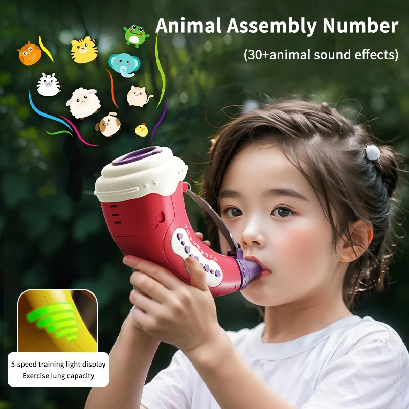 

30-Sound Animal Party Whistle Simulation Creativity Lung Capacity Exerciser With Straps Interactive Kids Instrument Musical Toy