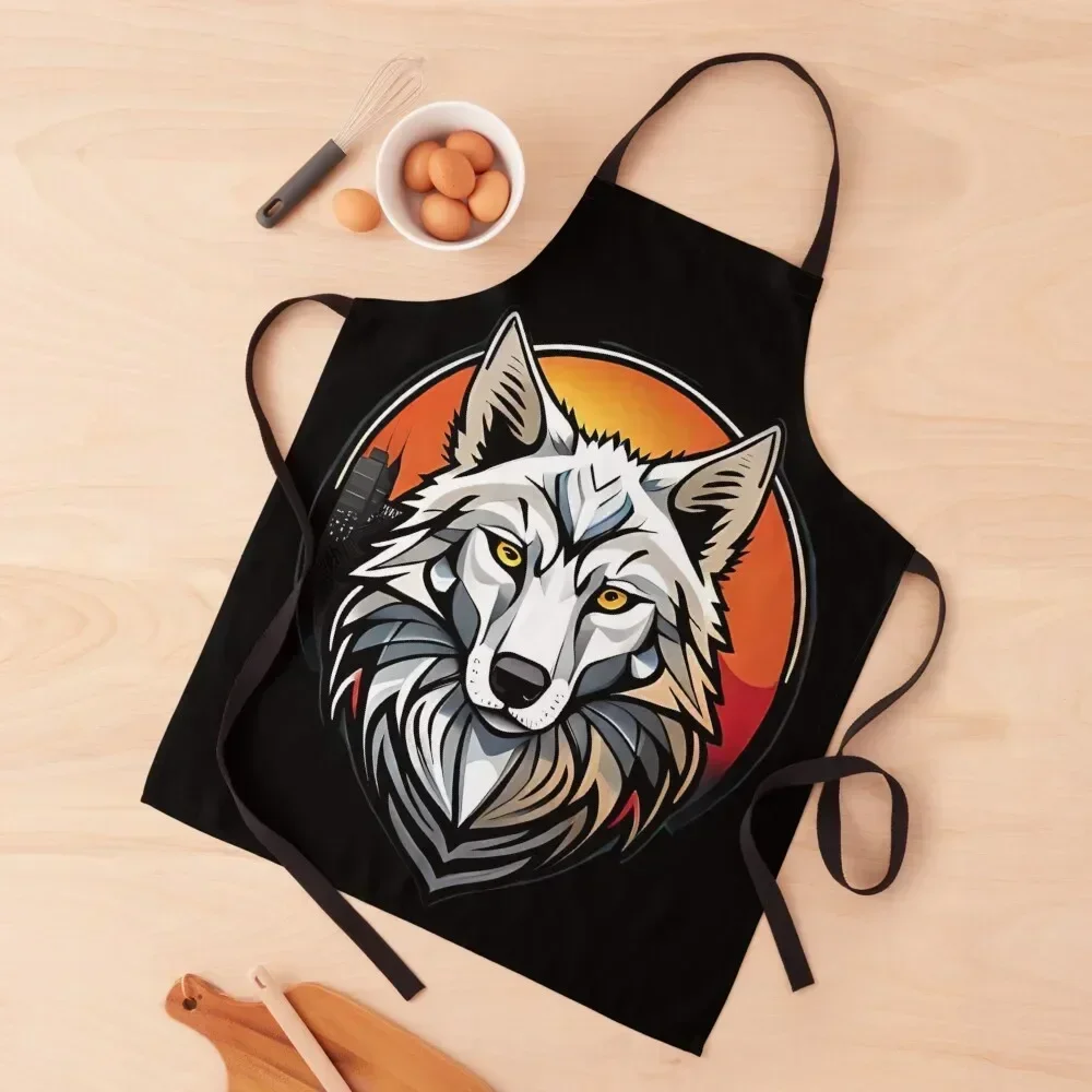 

Wolf logo Apron with pockets for women halloween Kitchen Novel Kitchen Accessories Apron
