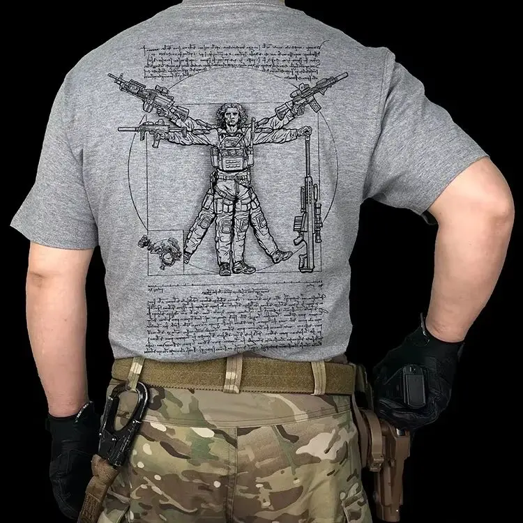 Fan militaire dur gars T-Shirt nouveaux hommes col rond baril tissé fond lourd chemise à manches courtes vêtements pour hommes unisexe