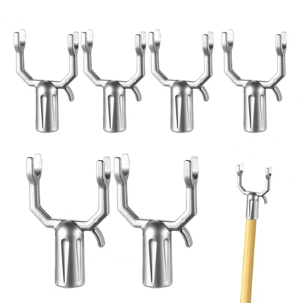 6Pcs Clothes Pole Fork Head Heavy Duty Aluminum Alloy Clothing Reaching Rod Fork Clothing Drying Hook Pole Fork Replacement