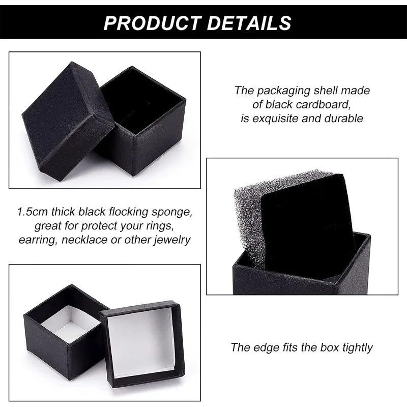 24 Pack Jewelry Ring Boxes Kraft Square Boxes