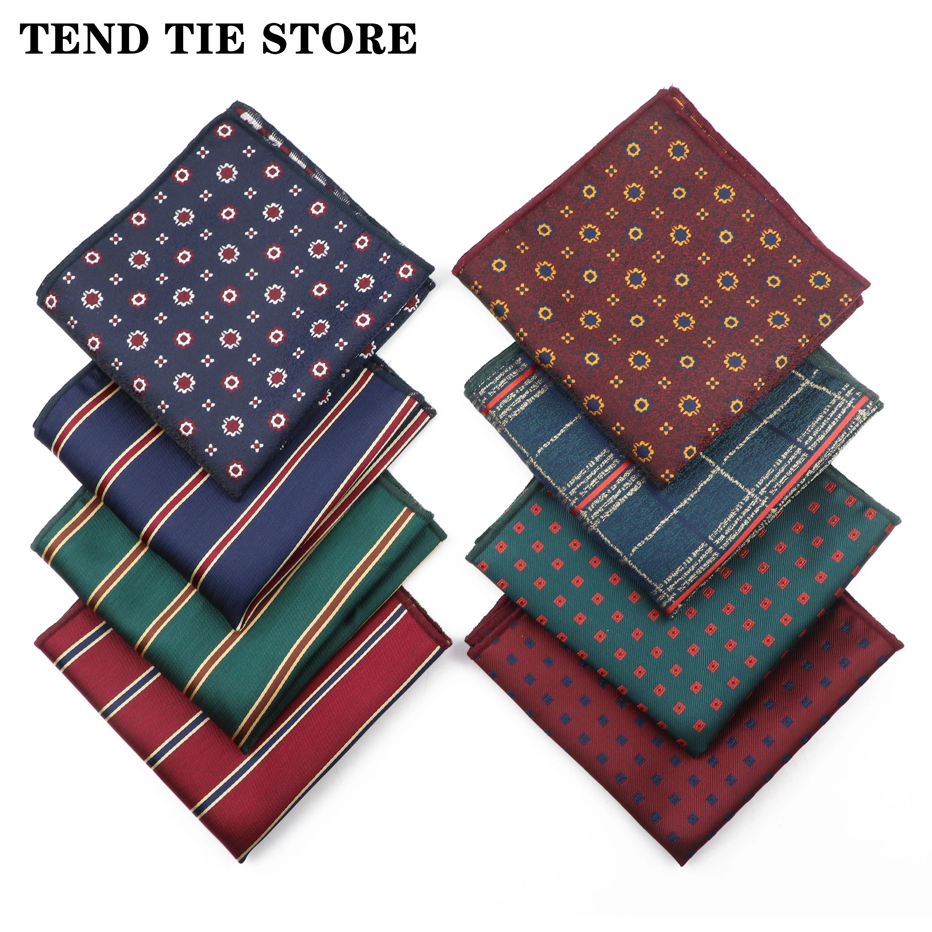 Fashion Striped Men's Polyester Scarf 24cm Red Blue Green Jacquard Handkerchief Classic Office Suit Accessories Wedding Gift