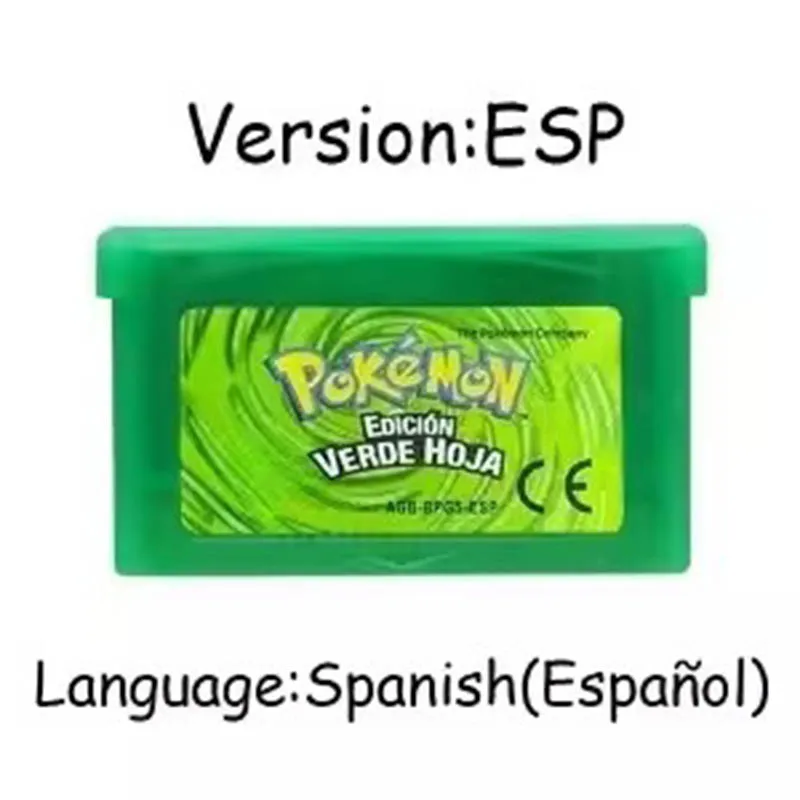 GBA Spielmodul 32-Bit Videospielkonsolen-Karte Pokemon Smaragd- Feuerrote Rubin- Deutsche Sprache Glänzendes Etikett für GBA NDS