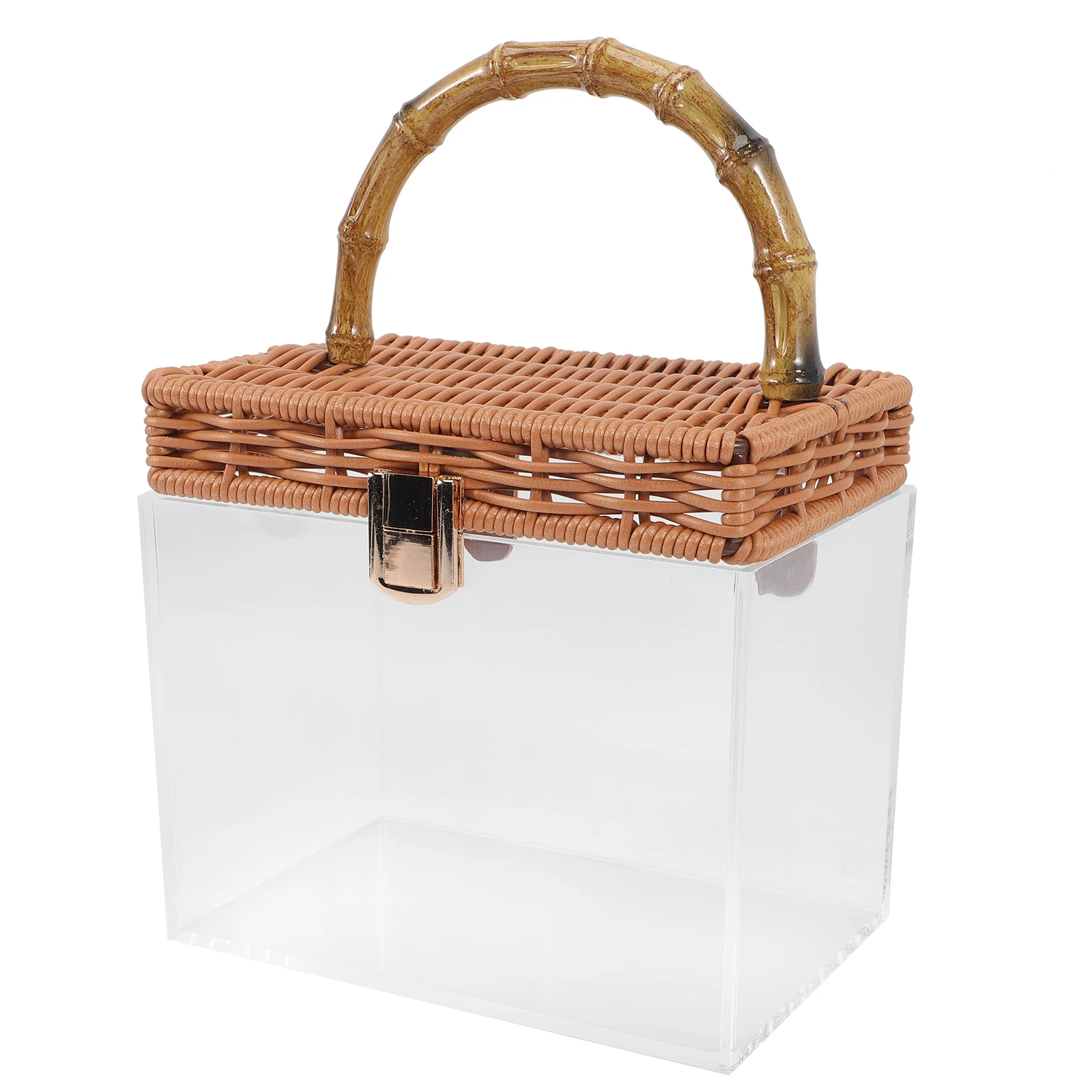 

Large Capacity Storage Box Transparent Desktop Organizer Durable Bamboo Acrylic Makeup Holder Multi-Function Sundries