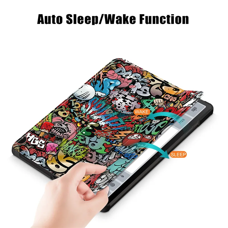 Etui na Samsung Tab S10 Lite 10.9 cala, skórzane, malowane, składane, twarde, inteligentne etui na Coque Galaxy Tab S10 Lite, model sm-x400 x406b — zdjęcie produktu 4