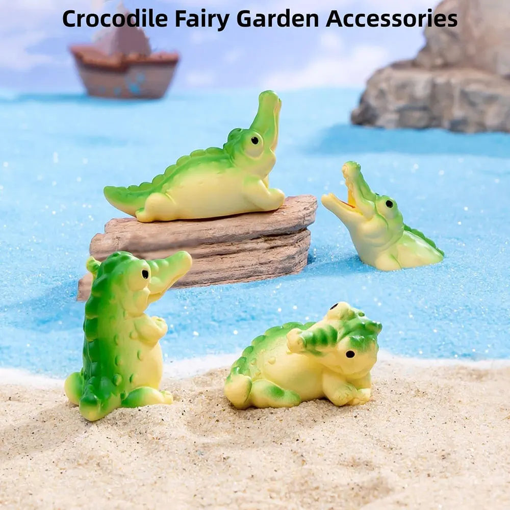 Cute Resin Simulation Crocodile Frog Model Diy Home Decor Miniature Fairy Garden Decoration Accessories