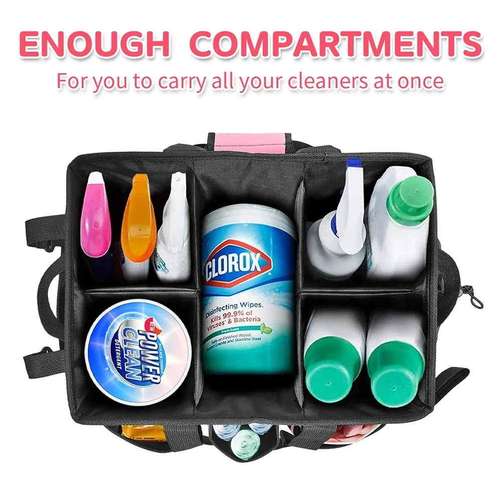 Cleaning Organizer Bag Wearable Waterproof Large Capacity Caddy with Adjustable Straps for Home Kitchen Car Housekeeping