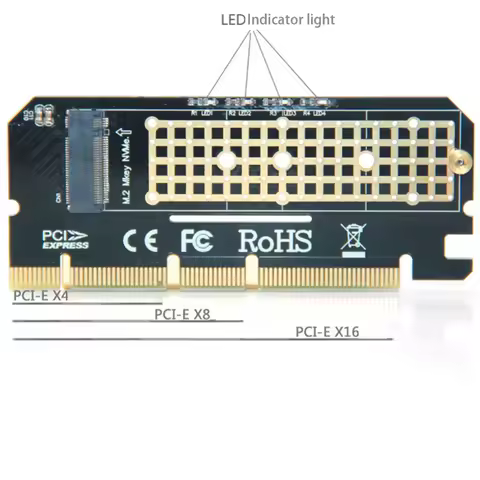 New Interface M.2 NVMe SSD To PCIE 3.0 X16 Computer Adapter arrival aluminium alloy shell Led Expansion Card