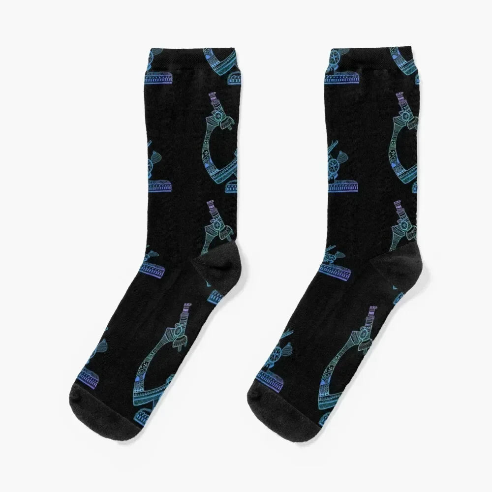 Beautiful Blue colourful Microscope mandala Socks Christmas Rugby christmas stocking Socks For Men Women's