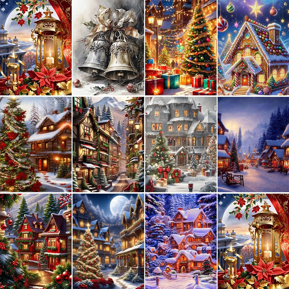 Diy Snow House Picture By Numbers Christmas Bell Painting For Kids Children Bedroom Wall Home Decor Coloring By Numbers Pintura