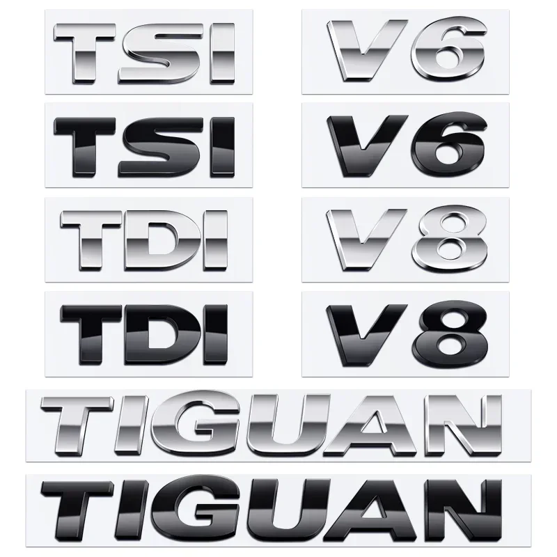 3D ABS TIGUAN V6 V8 TSI TDI Car Letter Logo Sticker Tail Bumper Badge Auto Rear Trunk Emblem Styling Accessories For Volkswagen