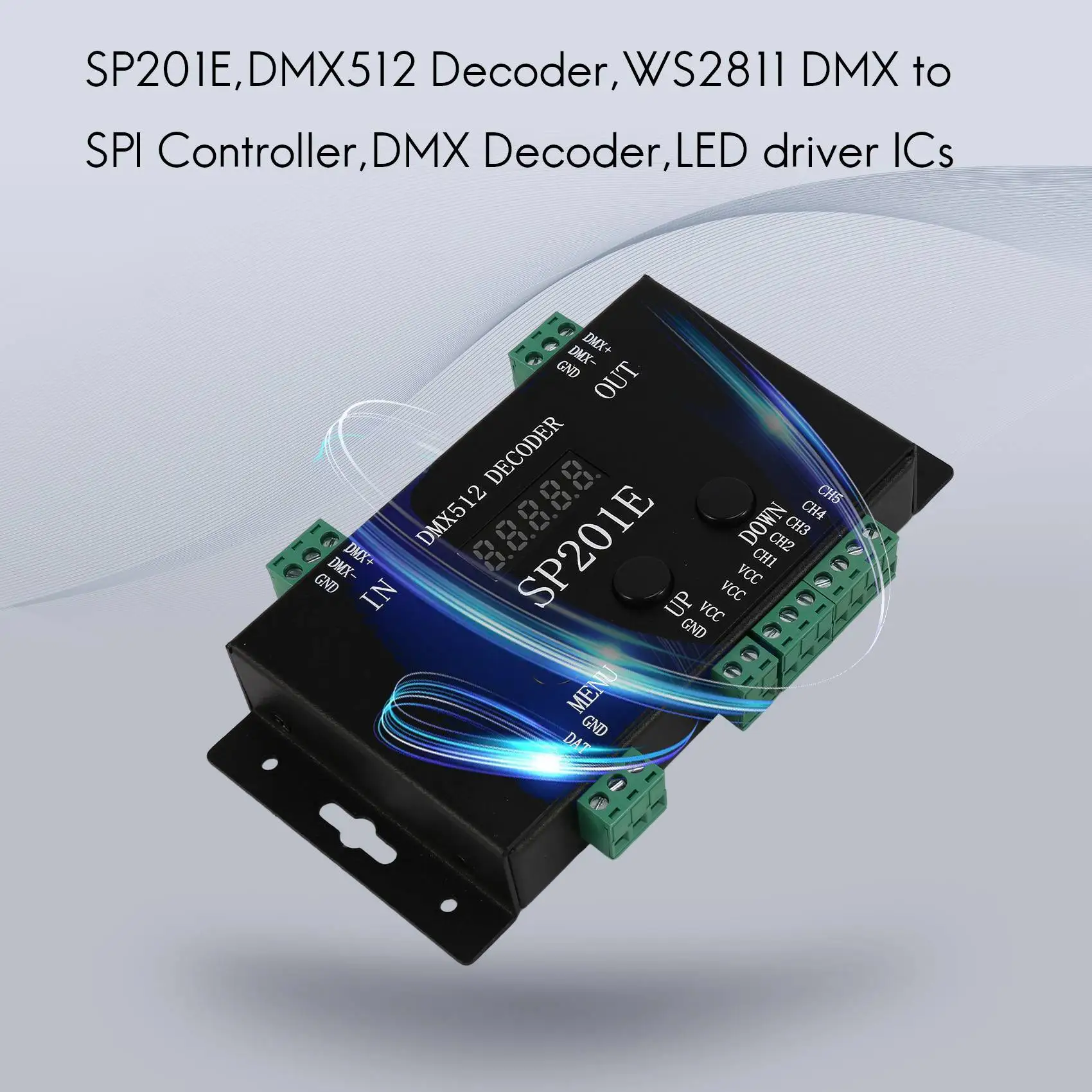 AD41-SP201E DMX512 WS2812B WS2811 DMX إلى وحدة فك ترميز وحدة التحكم SPI، دعم متعدد