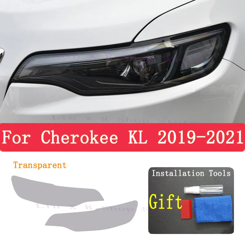 

For Cherokee KL 2019 2020 2021 Car Exterior Headlight Anti-scratch Front Lamp Tint TPU Protective Film Cover Accessories